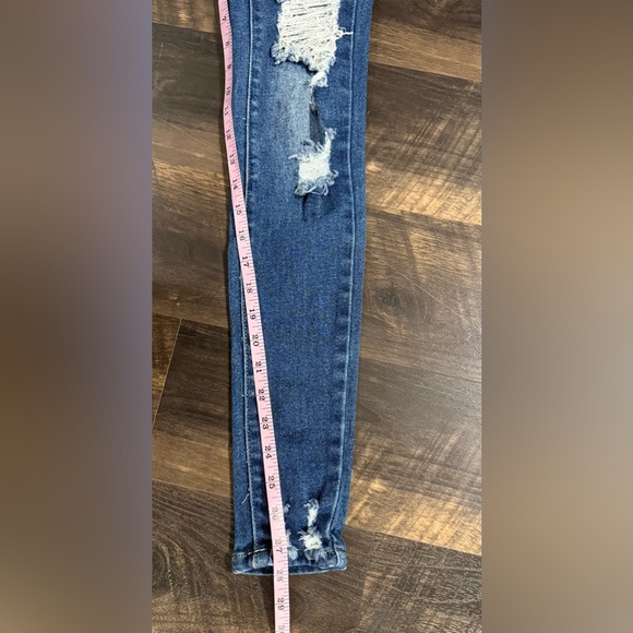 Trendy Blue Distressed Skinny Jeans - Picture 5 of 6